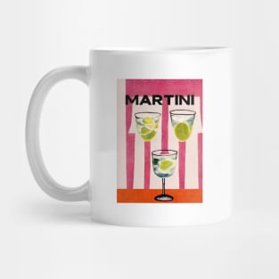 Martini Cocktail Retro Poster 1990s Stripes Bar Prints, Vintage Drinks, Recipe, Wall Art Mug